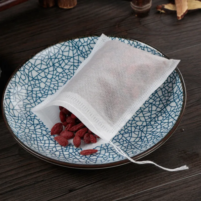 100Pcs 5X7Cm Disposable Drawstring Teabags Empty Tea Bags For Tea Bag Food Grade Non-Woven Fabric Pa