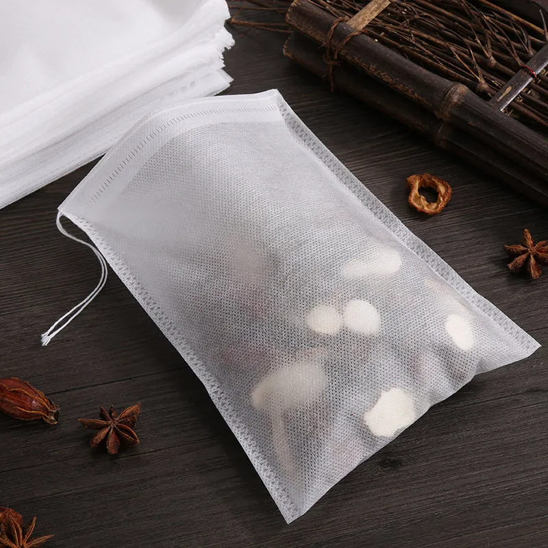 100Pcs 5X7Cm Disposable Drawstring Teabags Empty Tea Bags For Tea Bag Food Grade Non-Woven Fabric Pa