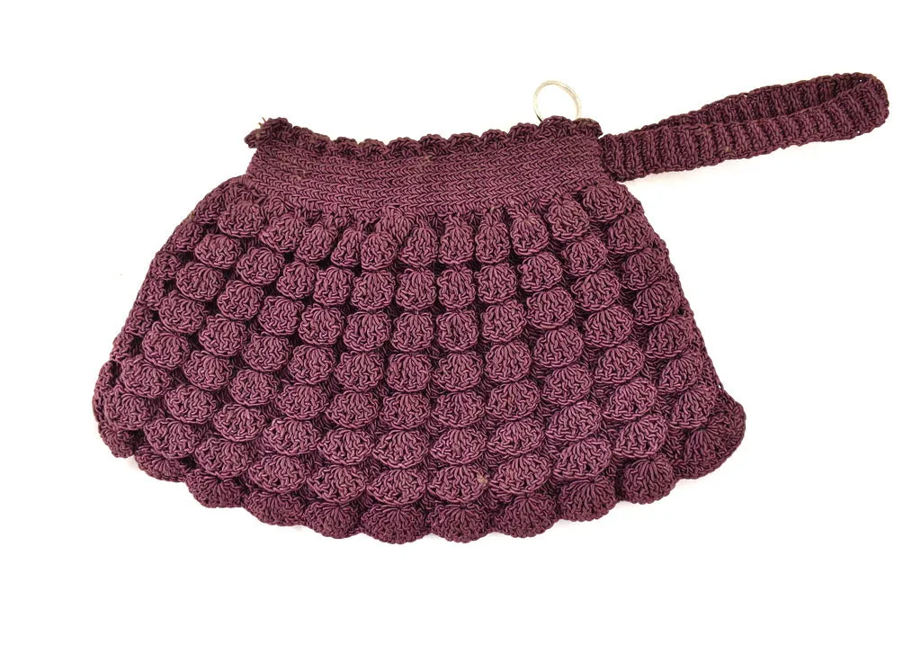 1930s Burgundy Crochet Wristlet