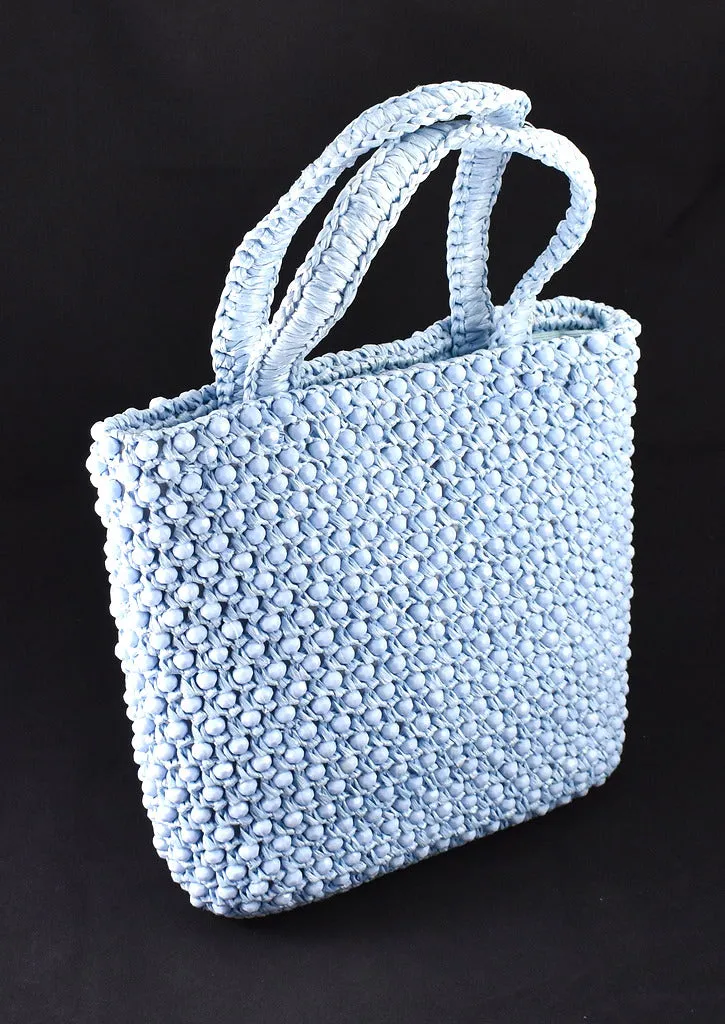 1950s Blue Bead & Raffia Bag