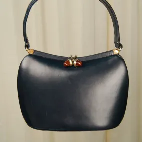 1950s Navy Acorn Handbag