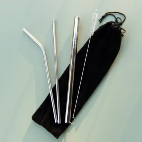 4 Piece Stainless Steel Straw Set