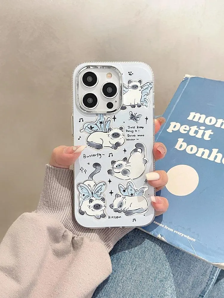 ACPC251 Cute Phone Case For iPhone 15, 14, 13, 12, and 11 series - Cartoon White Cat