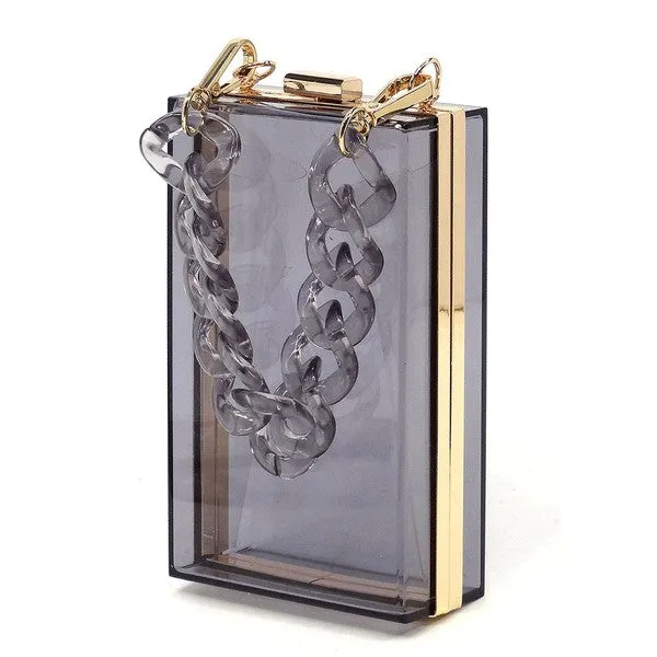 Acrylic Chain Handle See Thru Crossbody Clutch