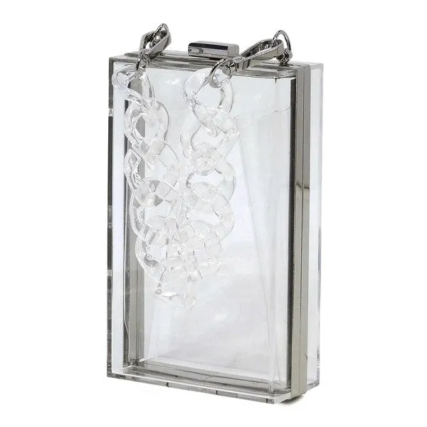 Acrylic Chain Handle See Thru Crossbody Clutch