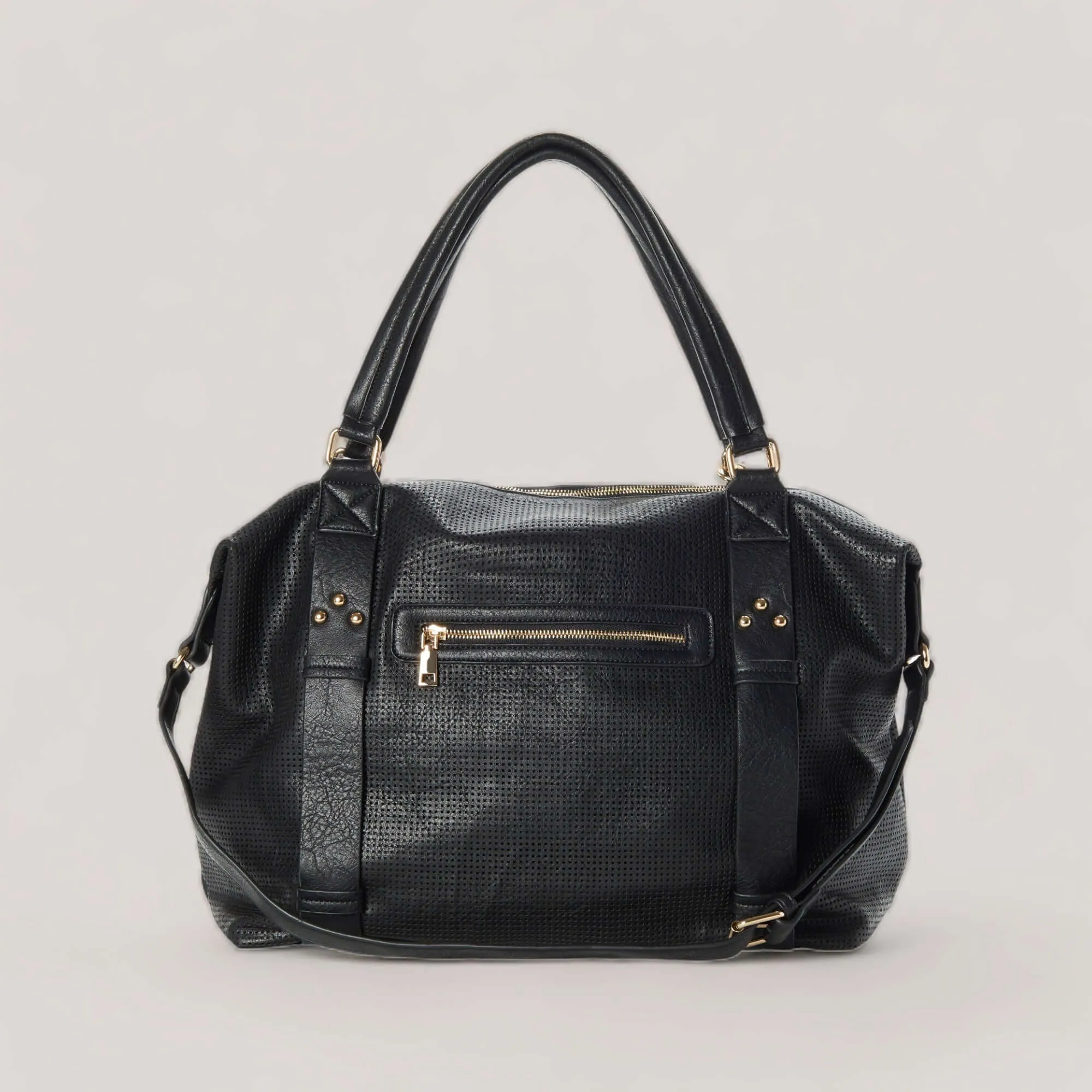 ALEXIS | Black Perforated Weekender