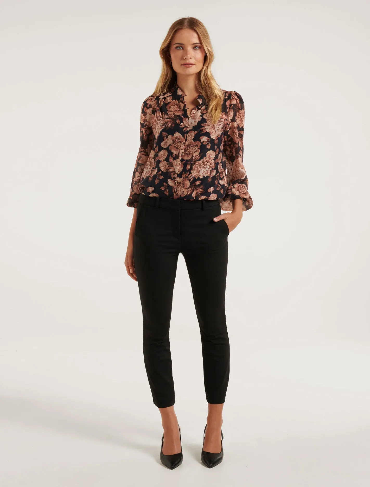 Amelia Printed Button Down Blouse