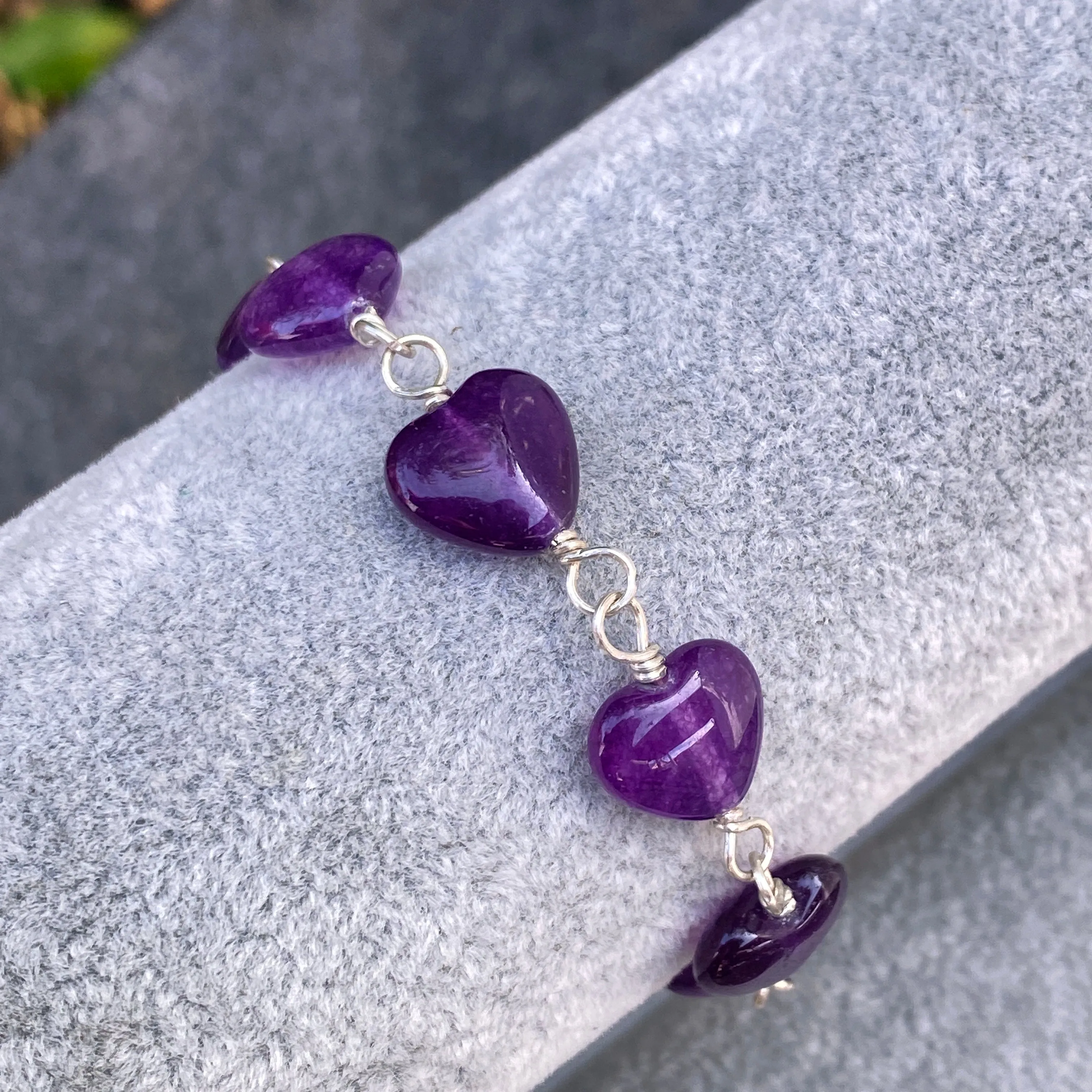 Amethyst Heart and sterling silver bracelet