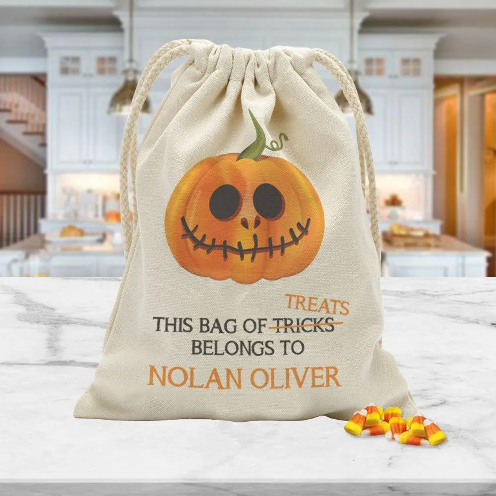 Bag Of Treats Custom Halloween Drawstring Sack for Kids | Personalized Halloween Trick or Treat Bag