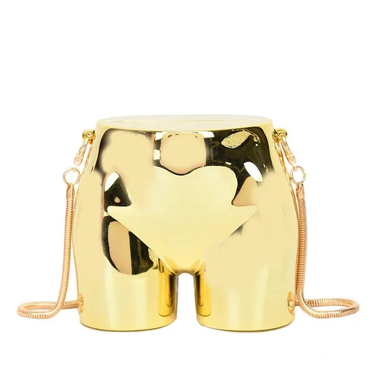 Bare Bottom Mini Shoulder Bags for Women Luxury Designer Gold Crossbody Purse Evening Party Acrylic Chain Butt Shape Handbag