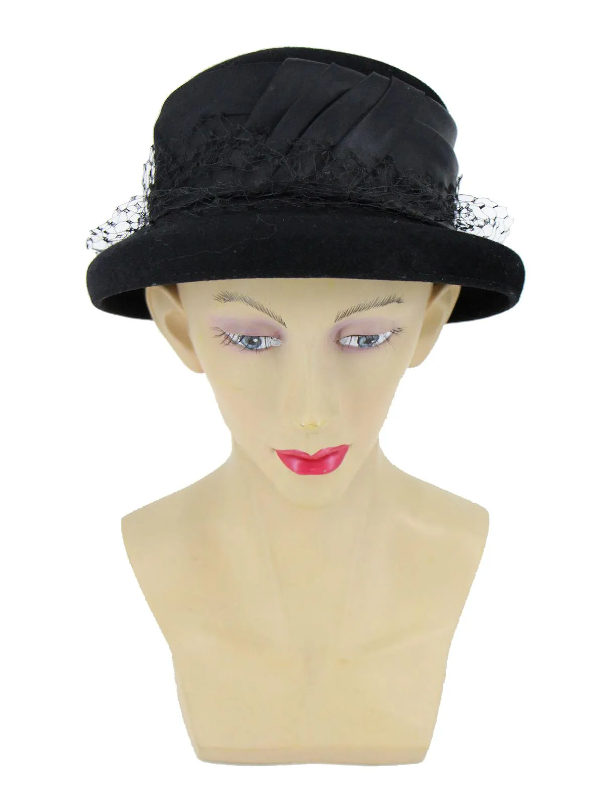 Black 1960s Vintage Short Brim Hat