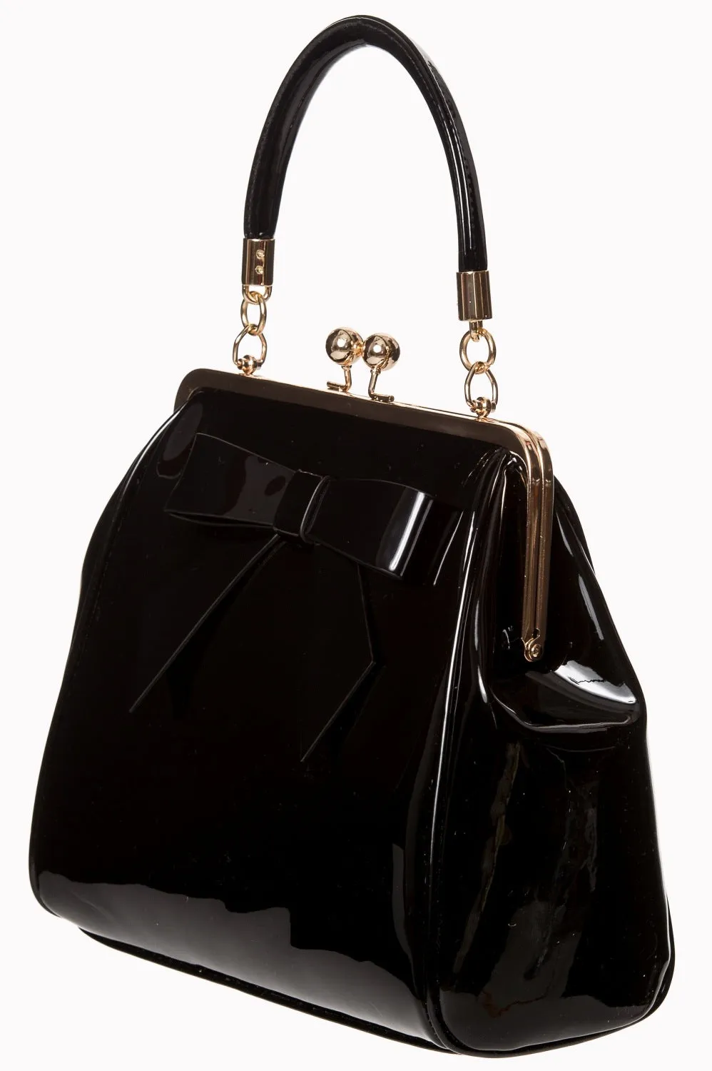 Black Classic Retro Bow Kisslock Handbag