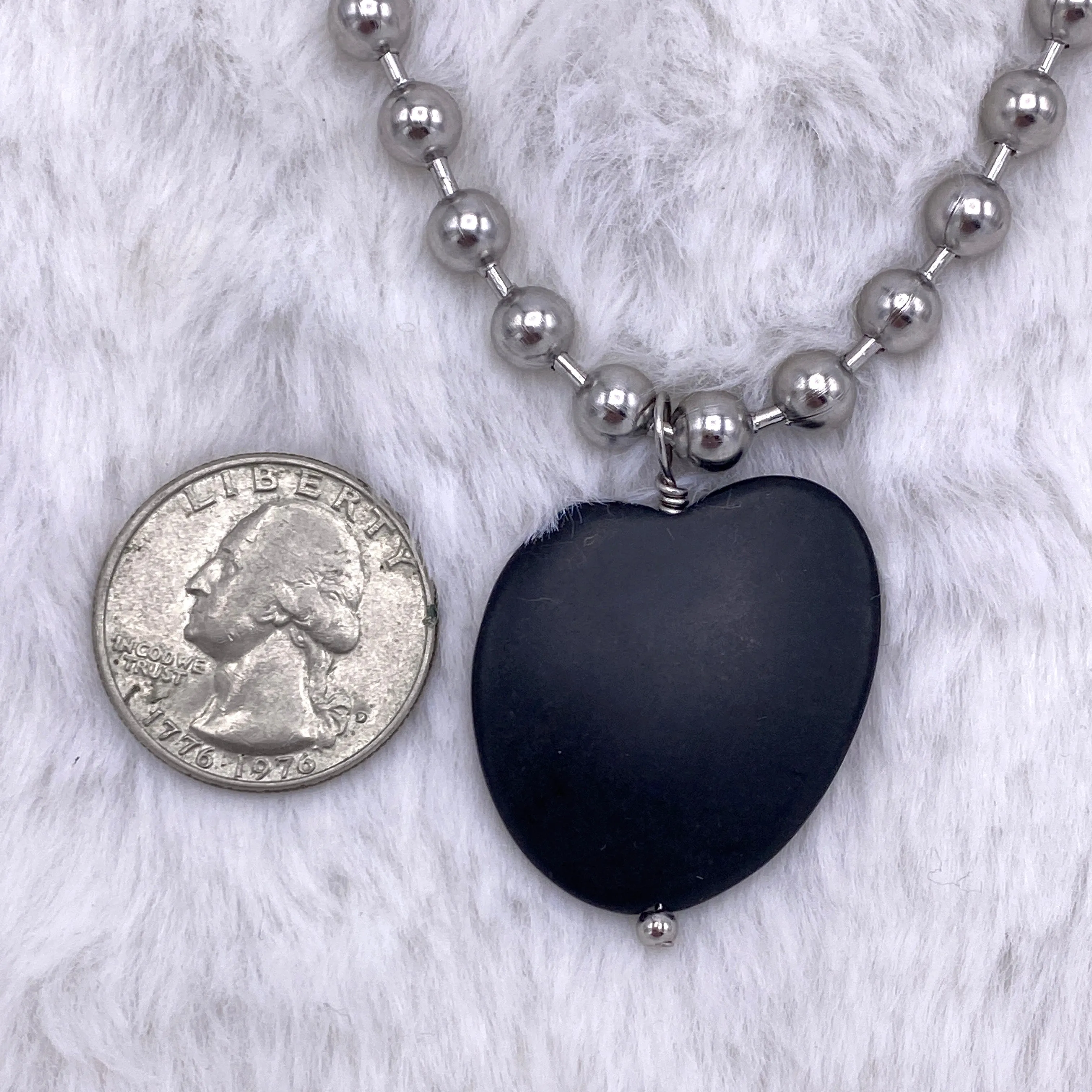 Black Jade Abstract Heart Necklace