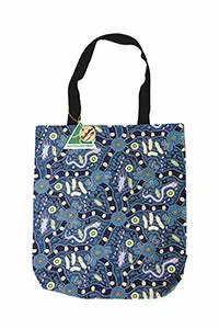 Bush Tucker Blue Cotton Tote Bag Large