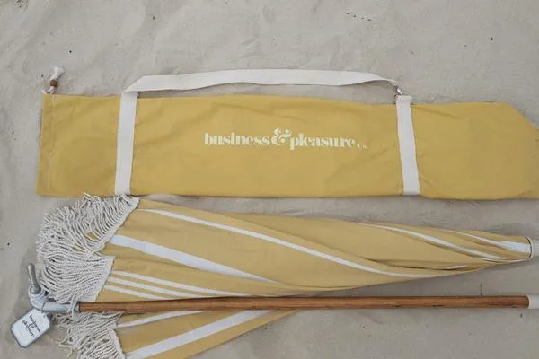 Business & Pleasure Premium Beach Umbrella -VINTAGE YELLOW STRIPE