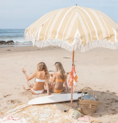 Business & Pleasure Premium Beach Umbrella -VINTAGE YELLOW STRIPE