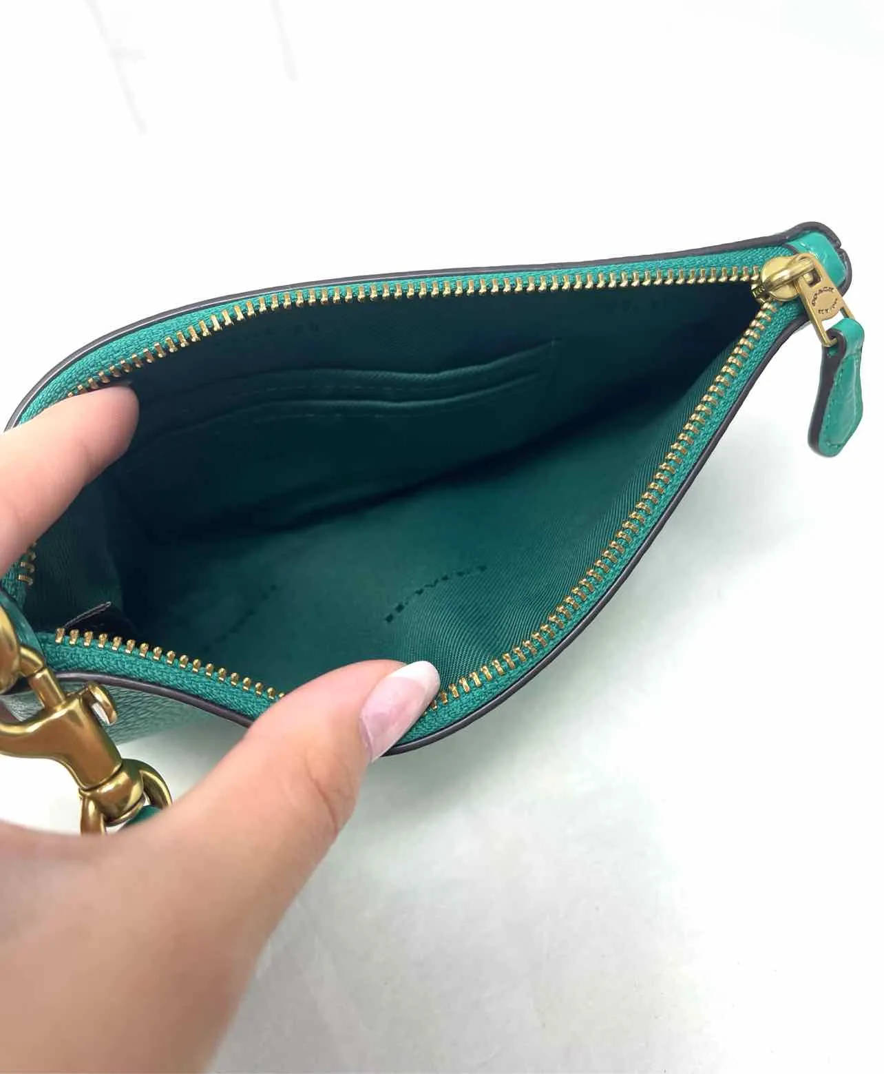 Coach Lt. Green Pebbled Leather Designer Wristlet