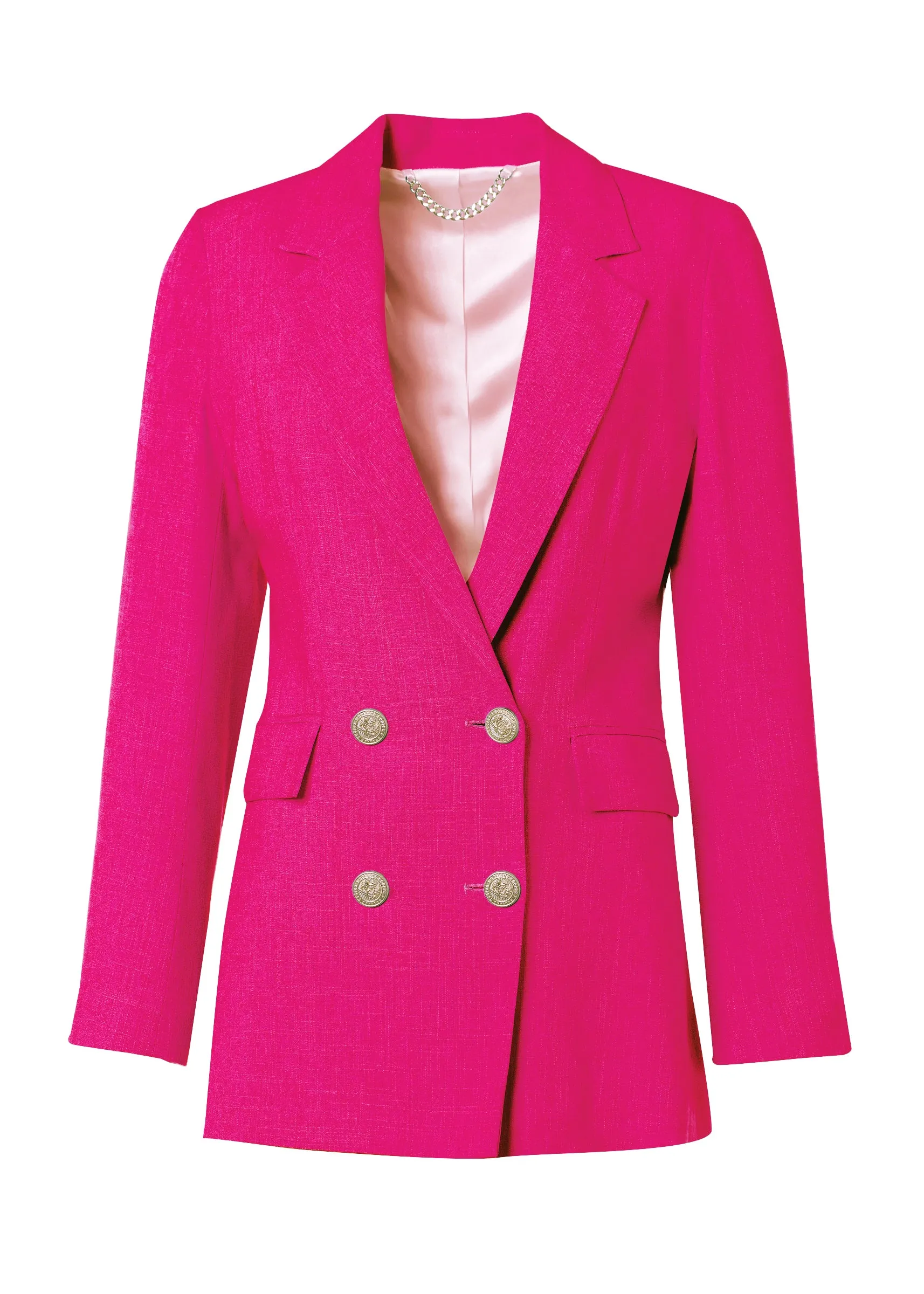 Double Breasted Blazer (Hot Pink Linen)