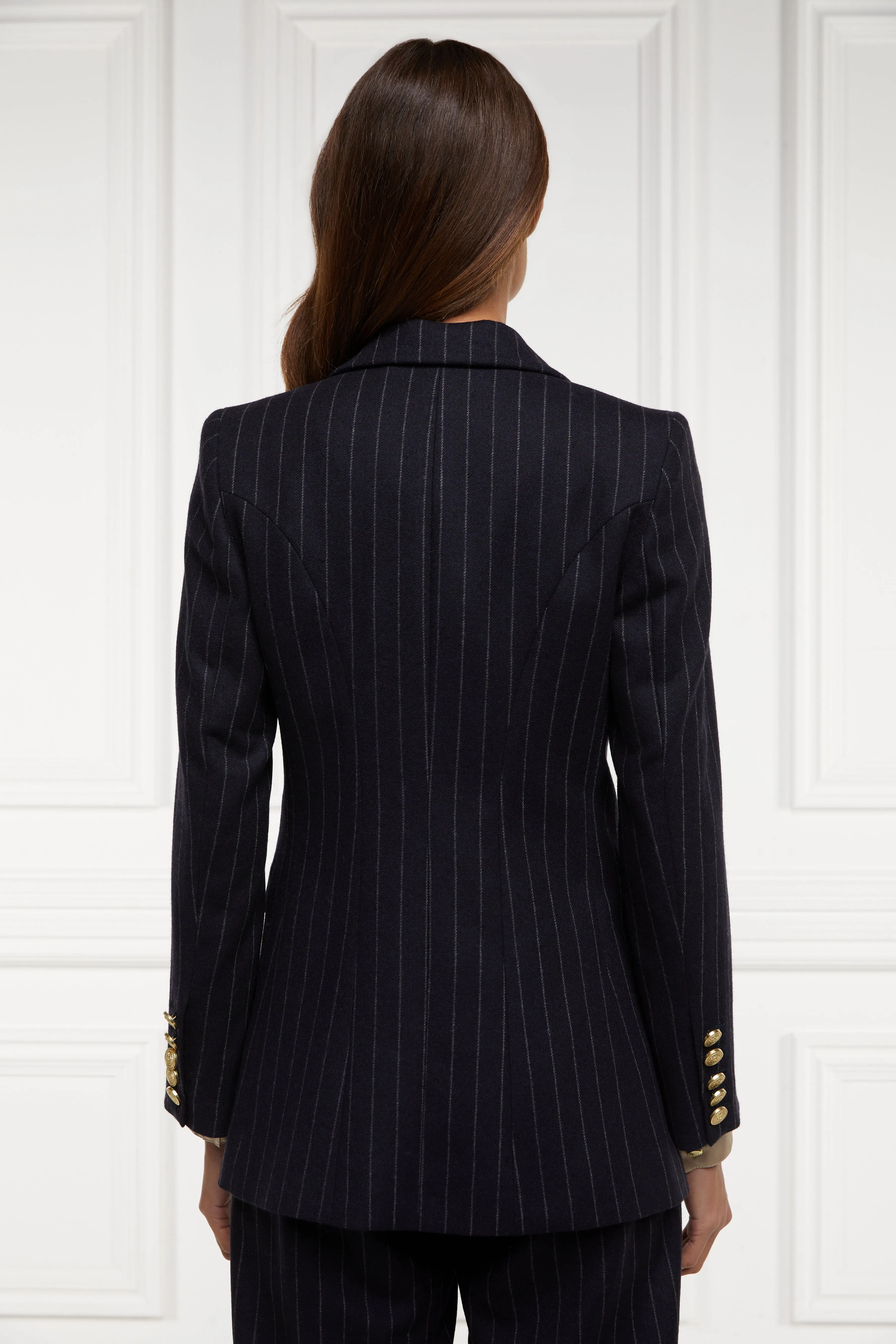 Double Breasted Blazer (Navy Chalk Pin Stripe)