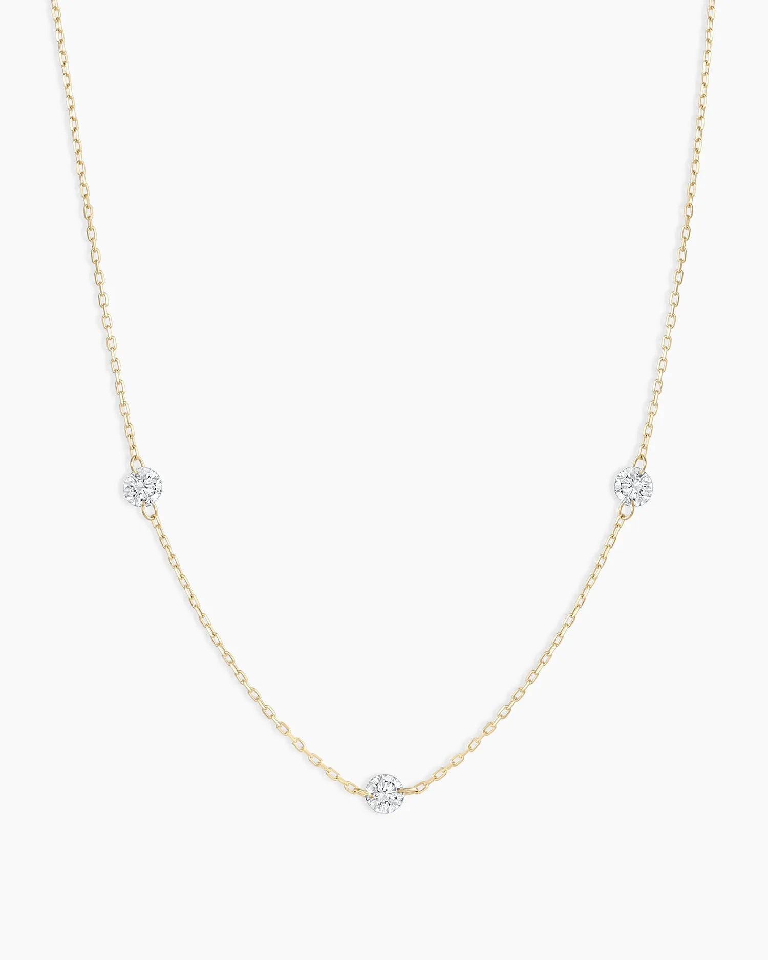 Floating Diamond Stationary Trio Necklace