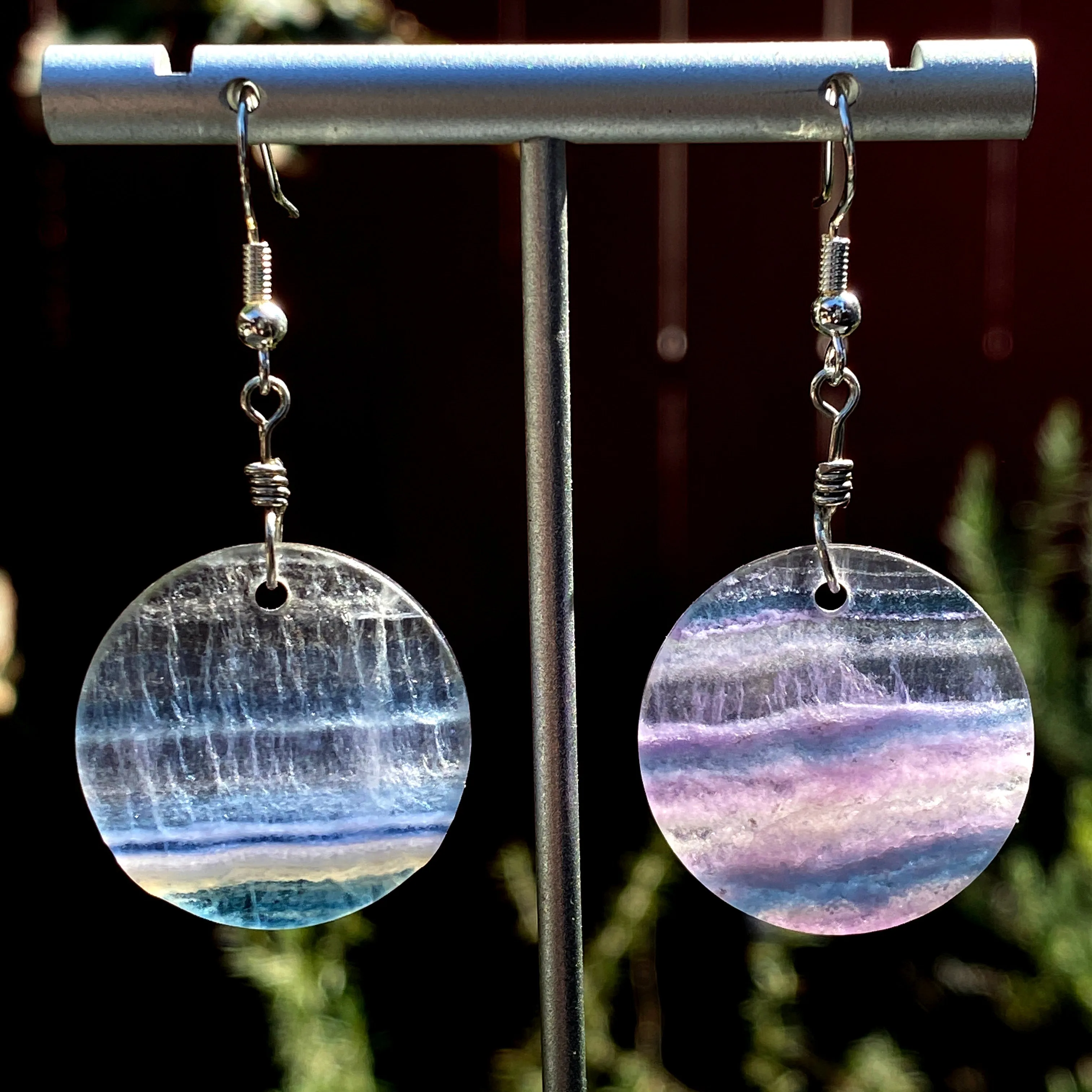 Fluorite gemstone with Sterling Silver Drop Earrings