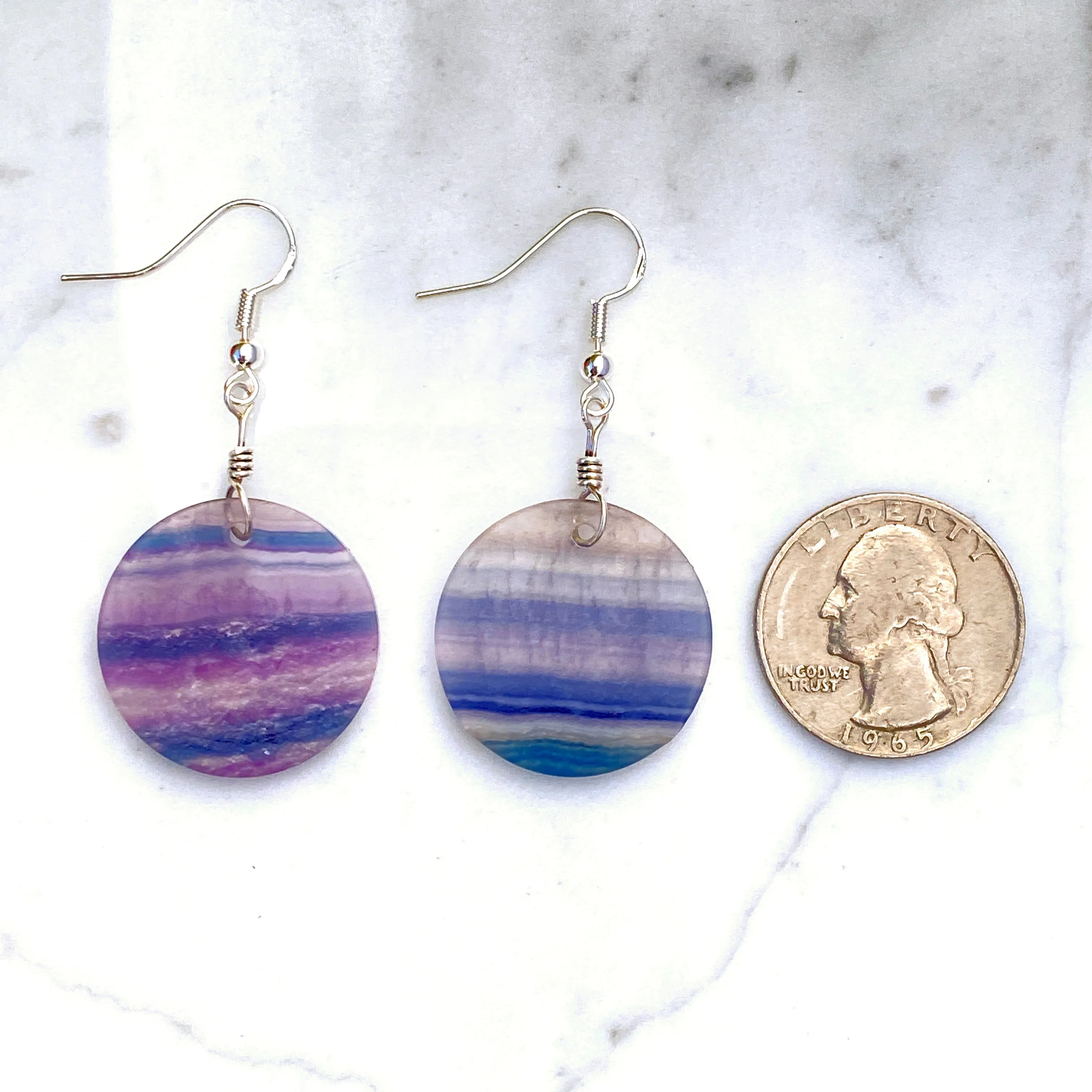 Fluorite gemstone with Sterling Silver Drop Earrings