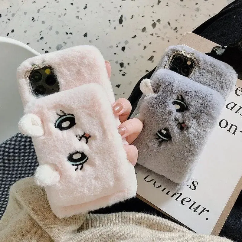 Furry Wrist Cat Embroidery Iphone Phone Case MK15211