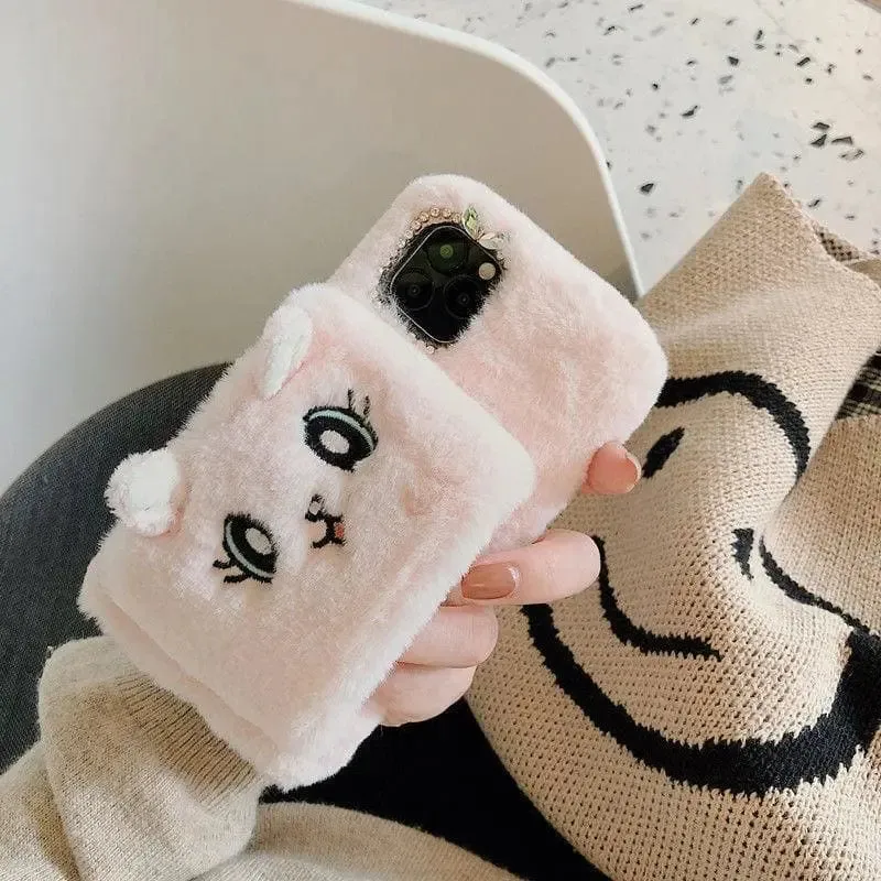 Furry Wrist Cat Embroidery Iphone Phone Case MK15211