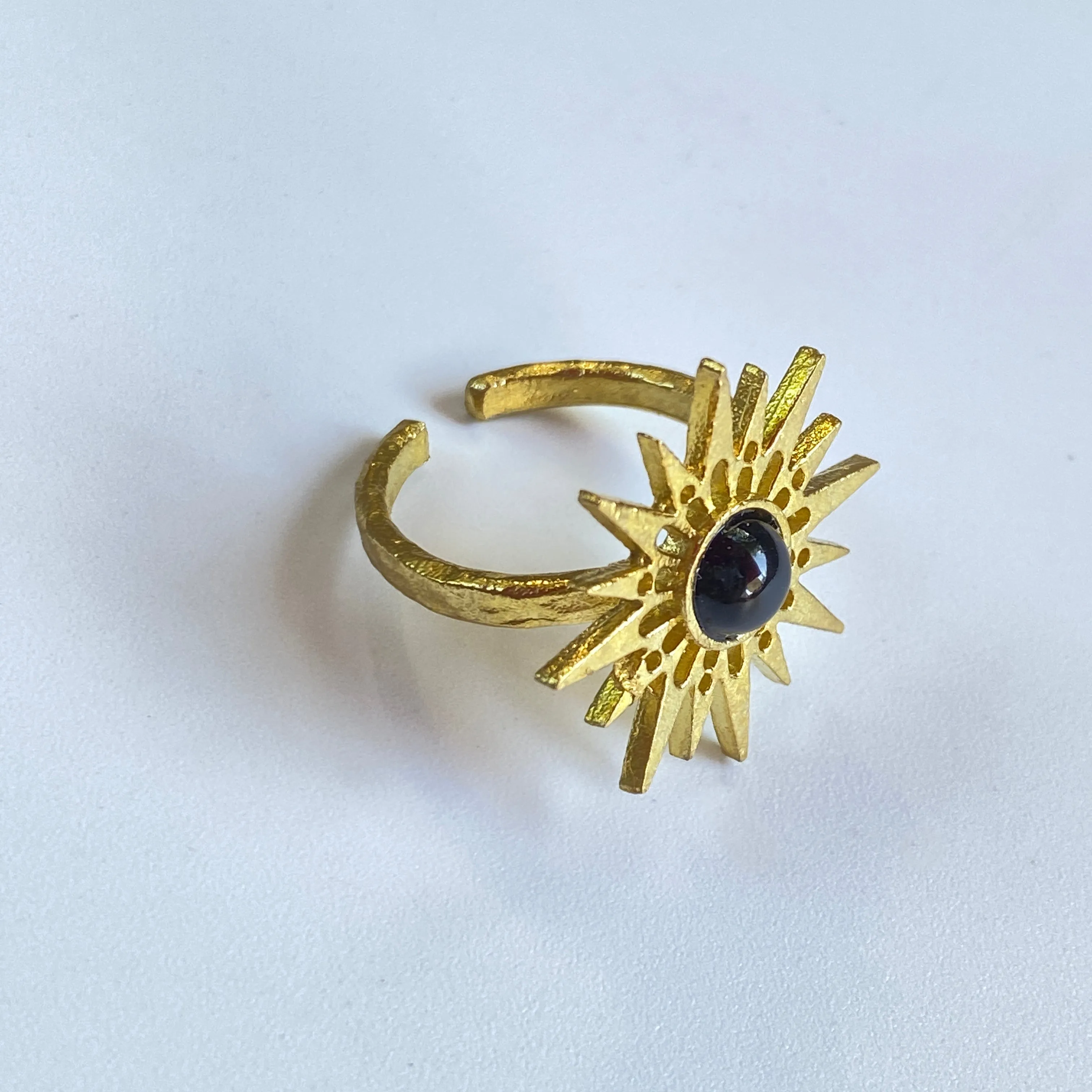 Gold Sun Onyx Ring