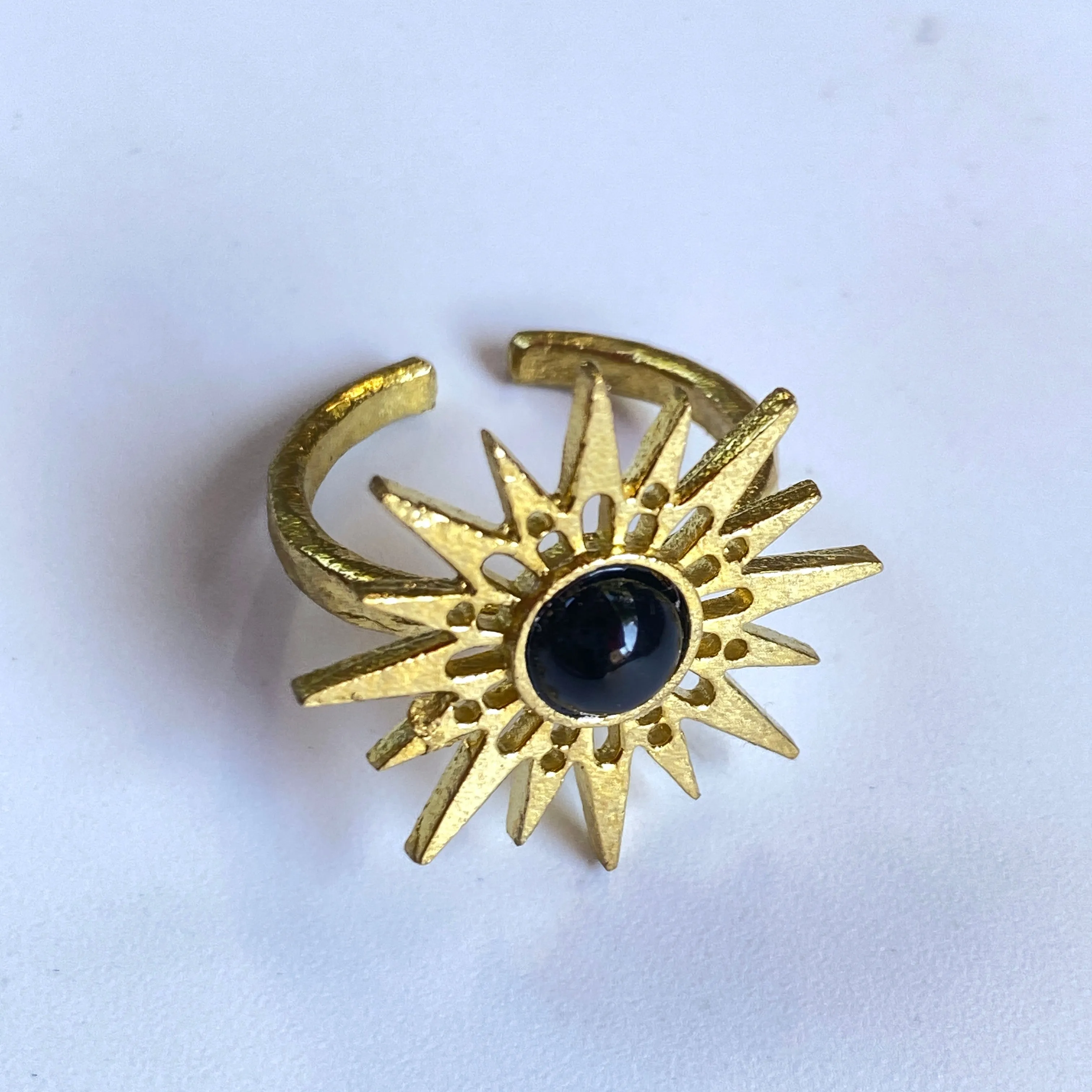 Gold Sun Onyx Ring