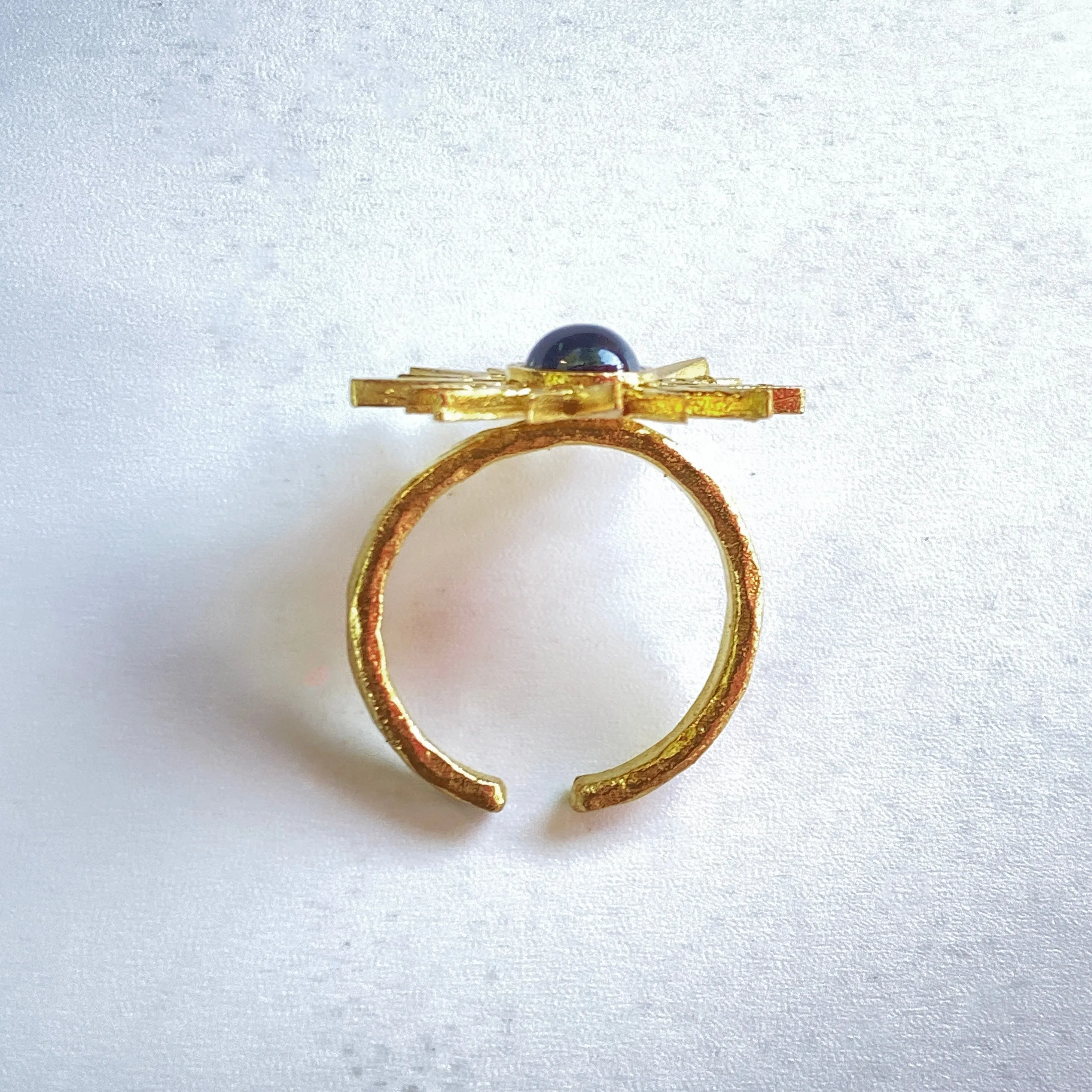 Gold Sun Onyx Ring