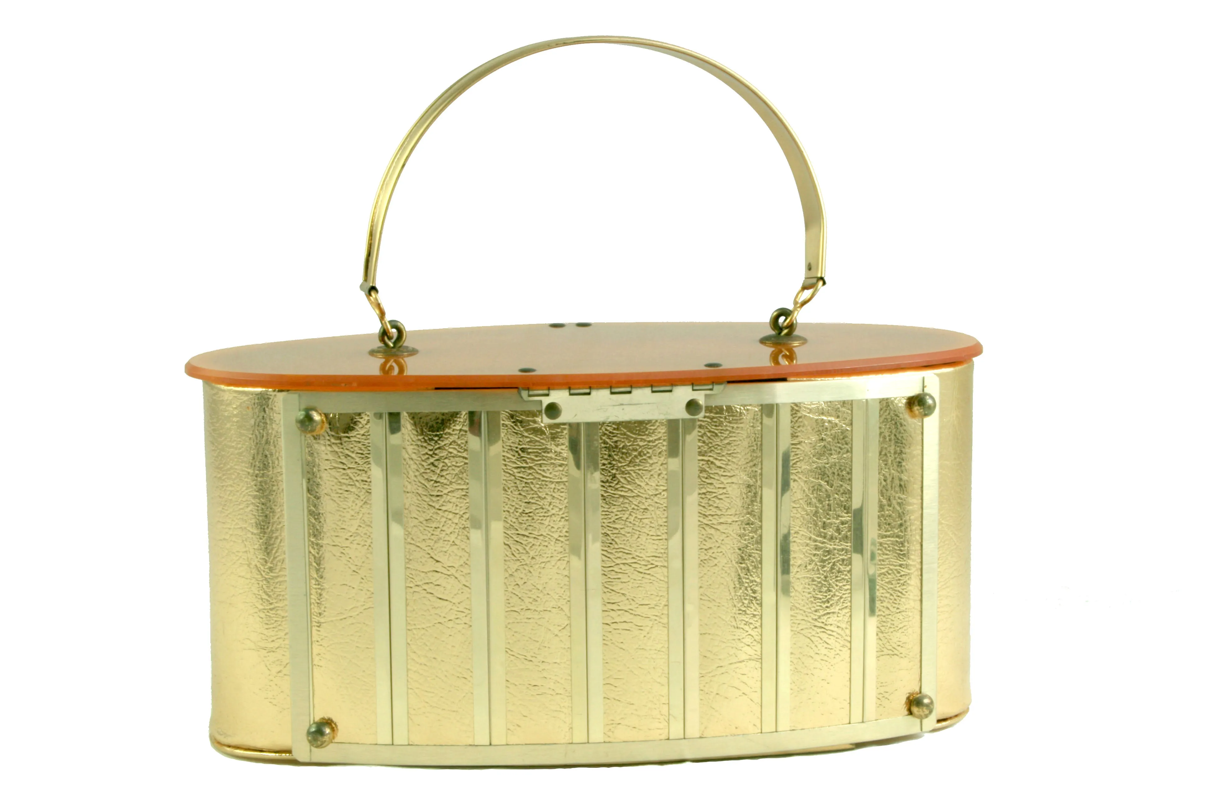 GOLDSTROM gold and lucite handbag