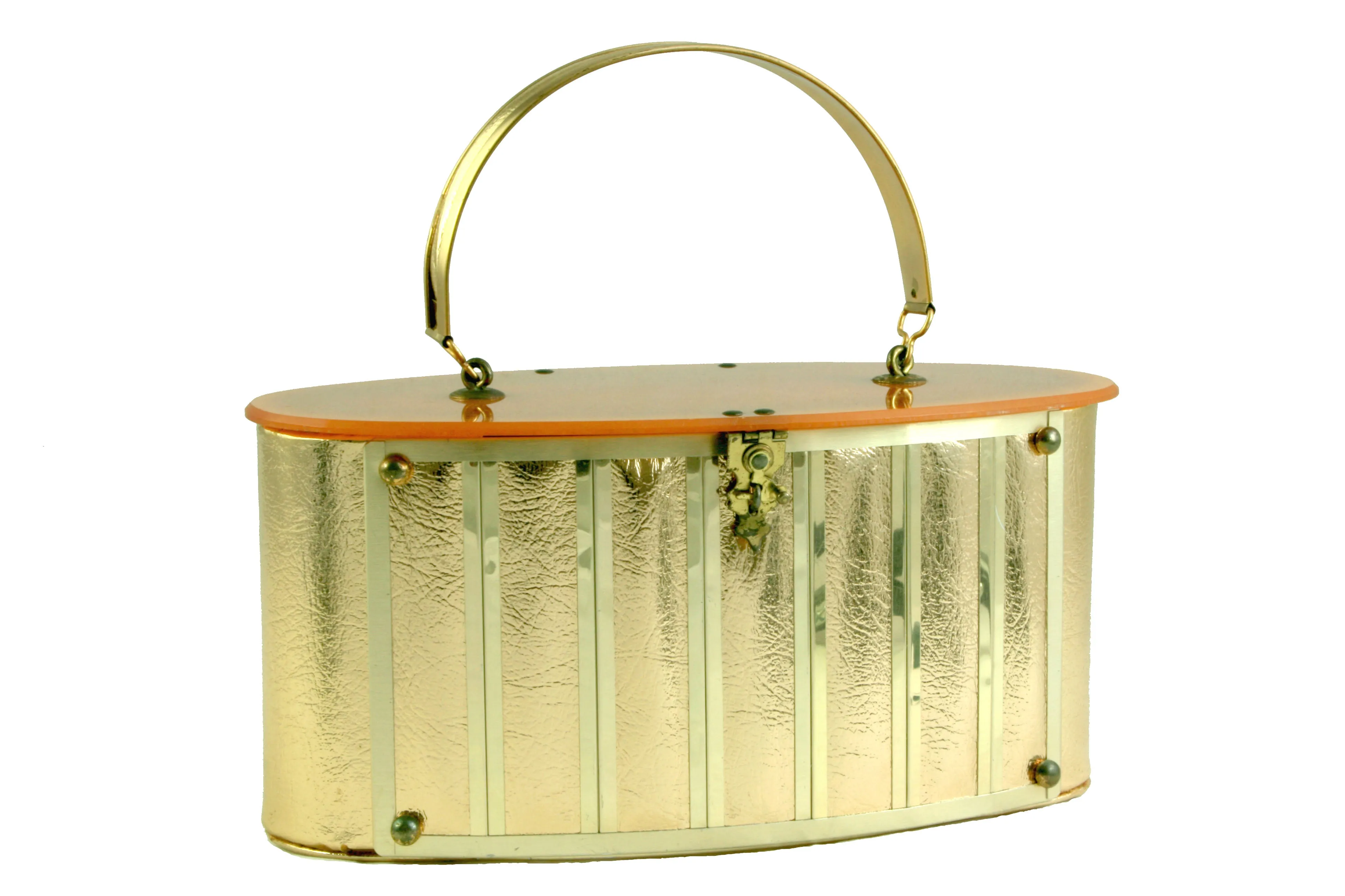 GOLDSTROM gold and lucite handbag