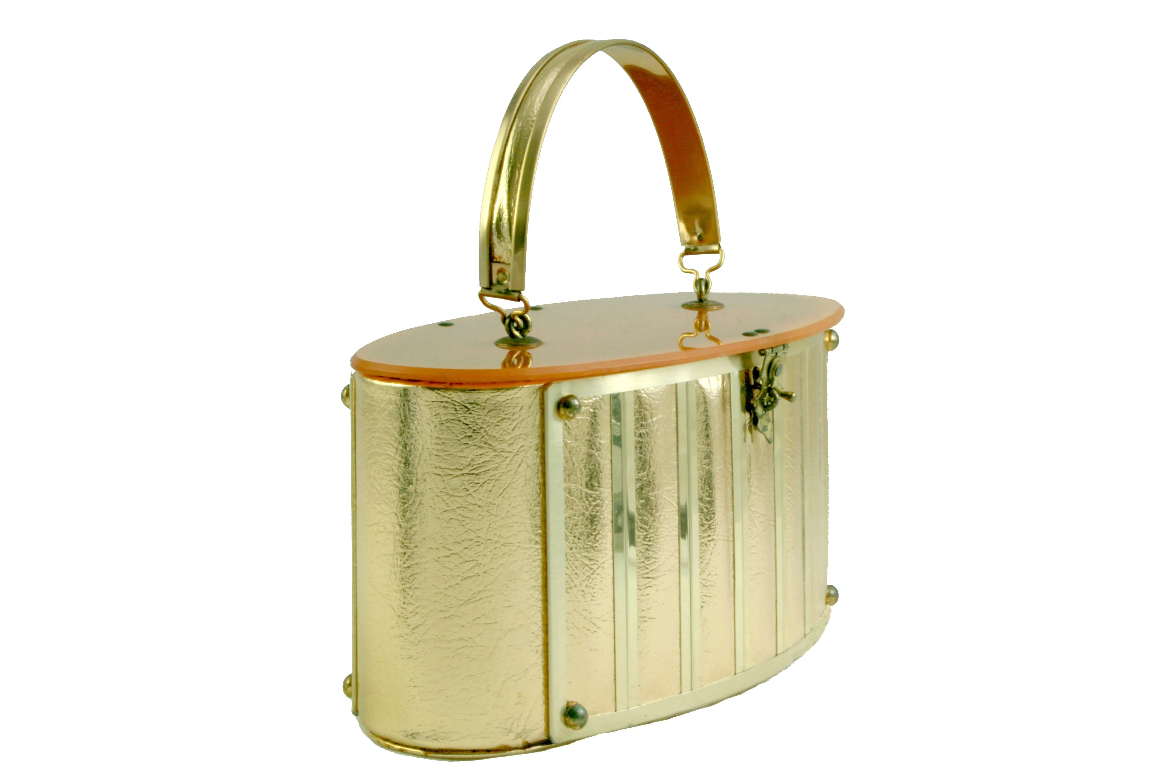 GOLDSTROM gold and lucite handbag