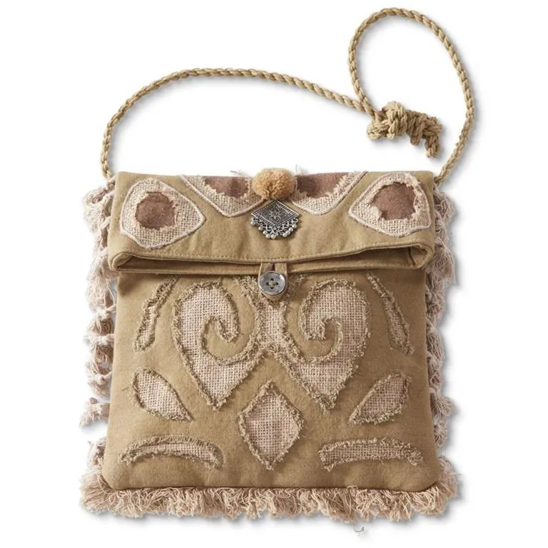 Green & Burlap Cutout Crossbody