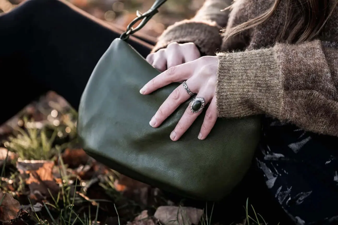 Green Cactus Leather Crossbody Vegan Bag - Liv