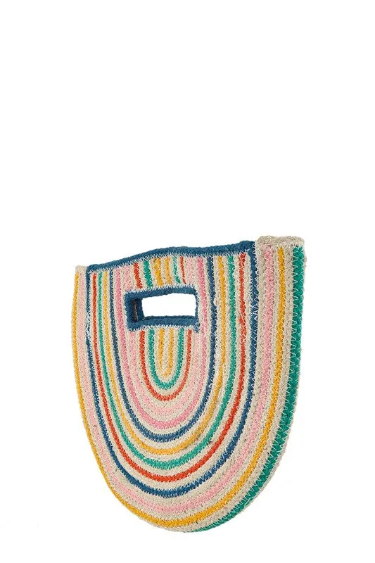 Half Circle Straw Stripe Handbag