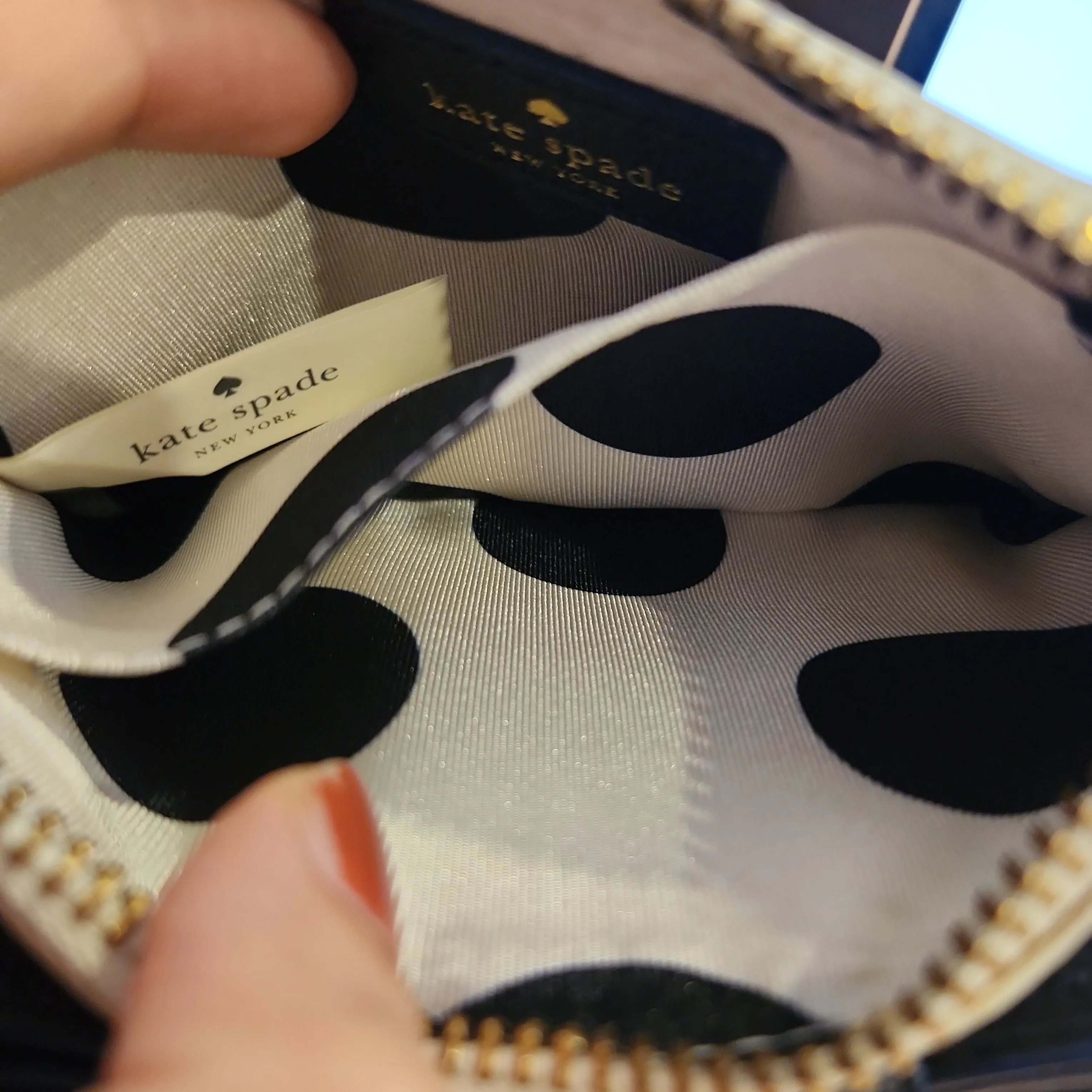 Kate Spade White with Blue Bow Wristlet | Pre Loved |