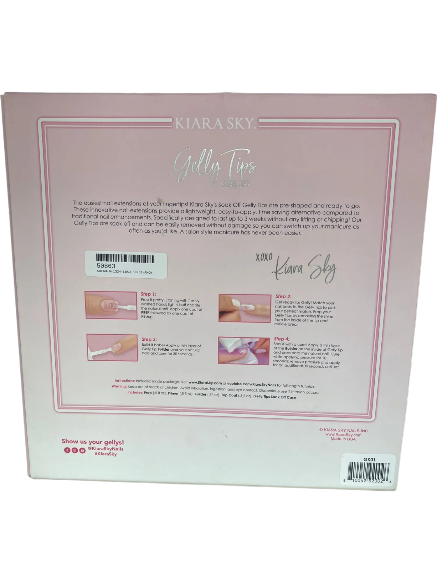 Kiara Sky Coffin Long Gelly Tips Starter Kit Nail Extensions