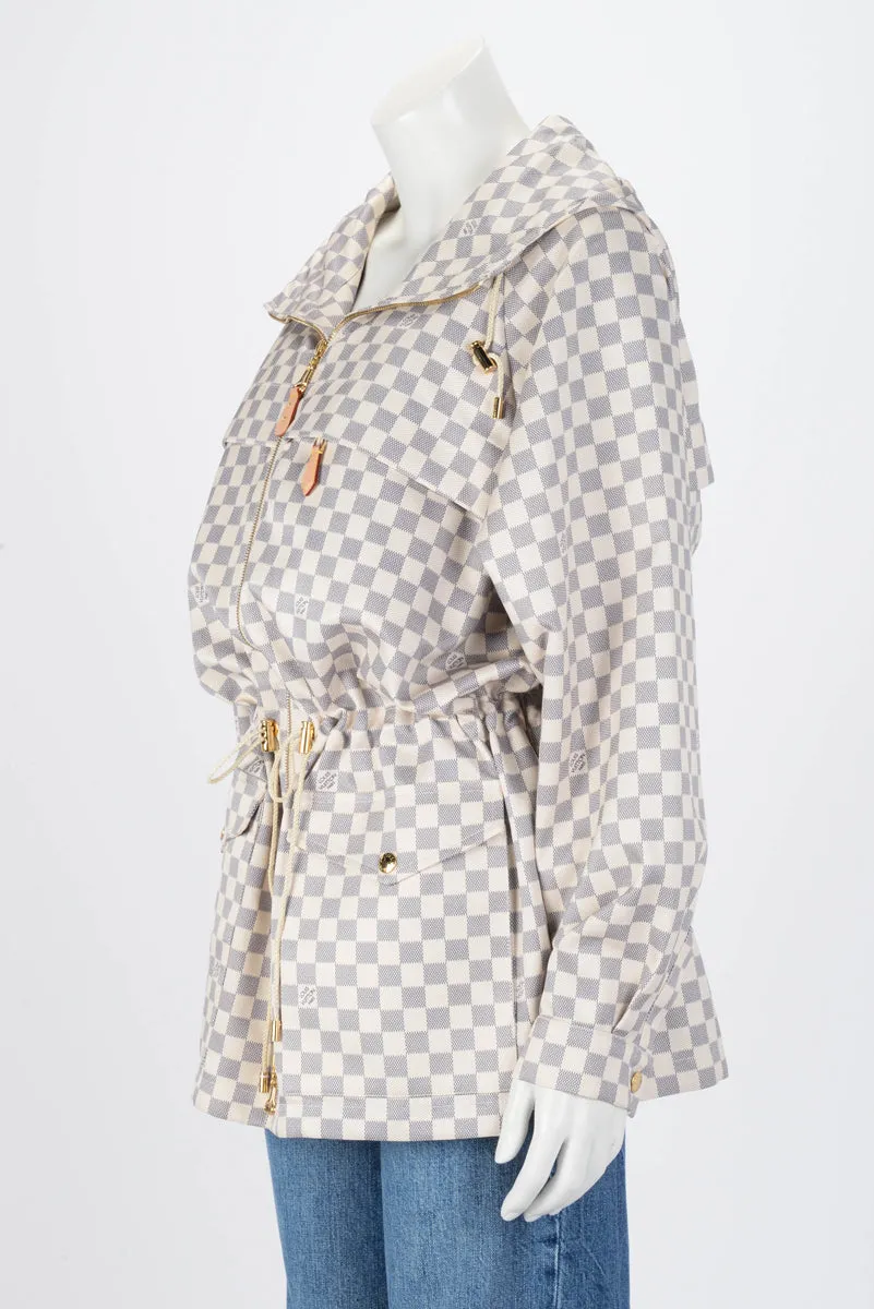 Louis Vuitton Damier Azur Printed Nylon Parka Jacket FR 44