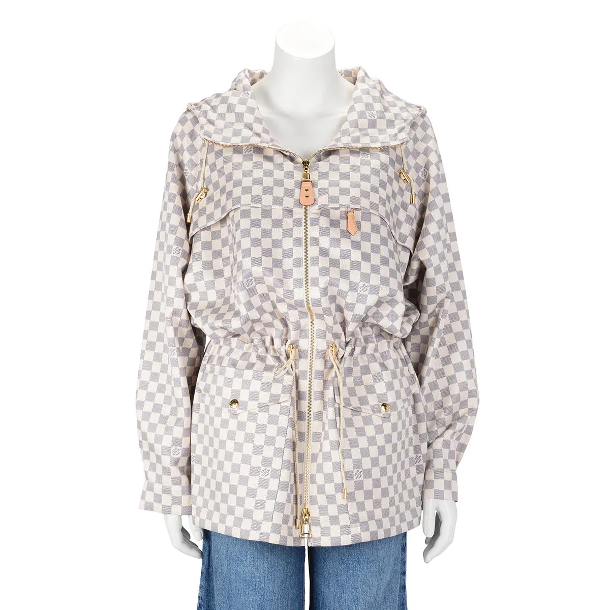 Louis Vuitton Damier Azur Printed Nylon Parka Jacket FR 44