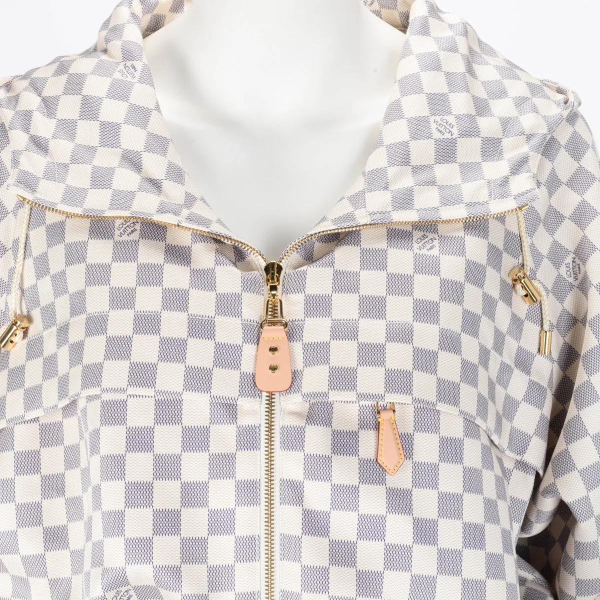 Louis Vuitton Damier Azur Printed Nylon Parka Jacket FR 44