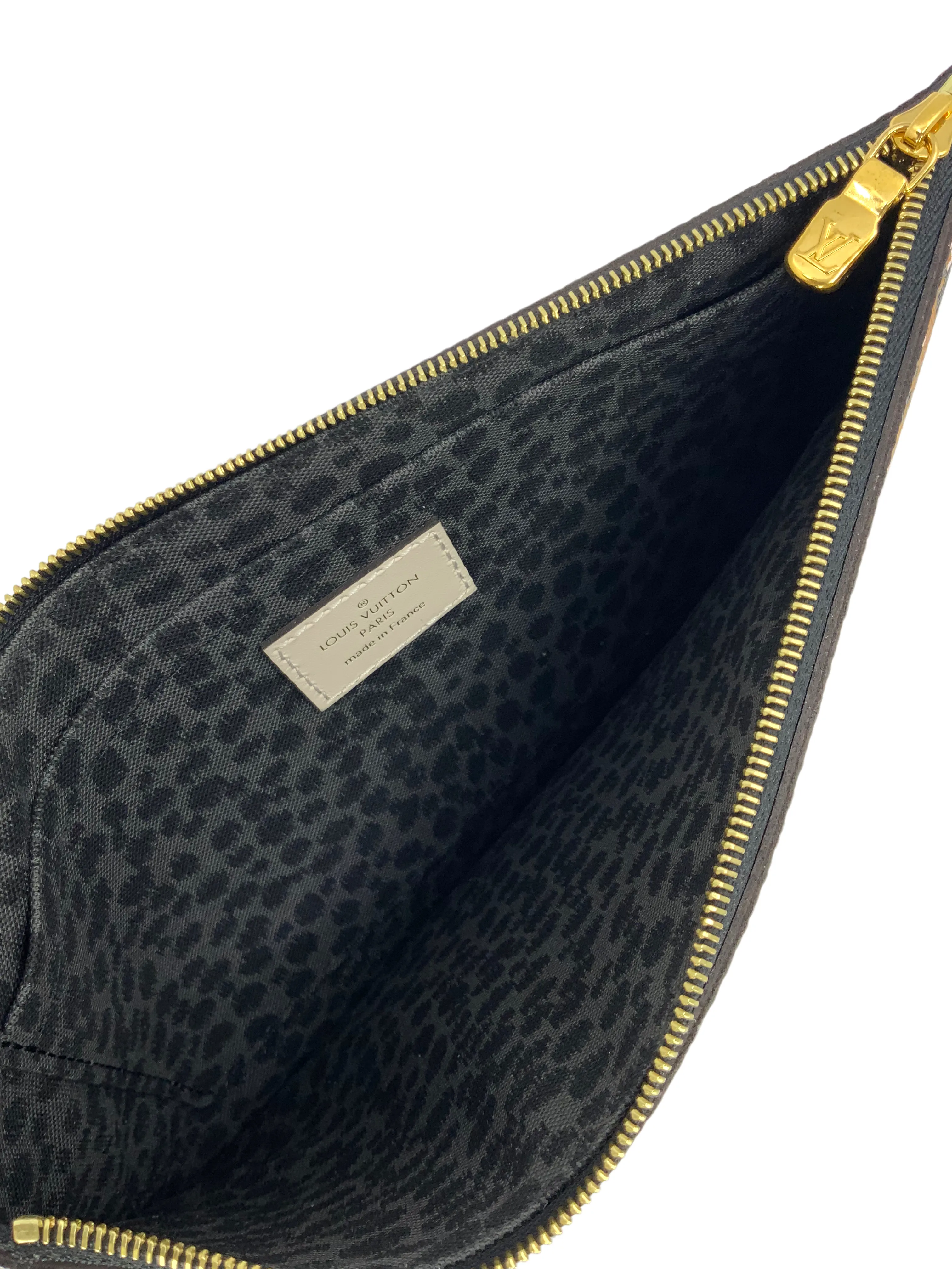 LOUIS VUITTON Wild at Heart Neverfull MM Pochette Wristlet NEW