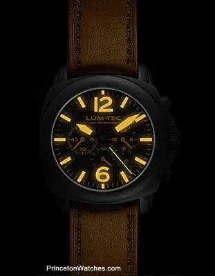 Lum-Tec Mens M-Series Quartz Chrono - Matte Black Dial Orange Lume - 40mm