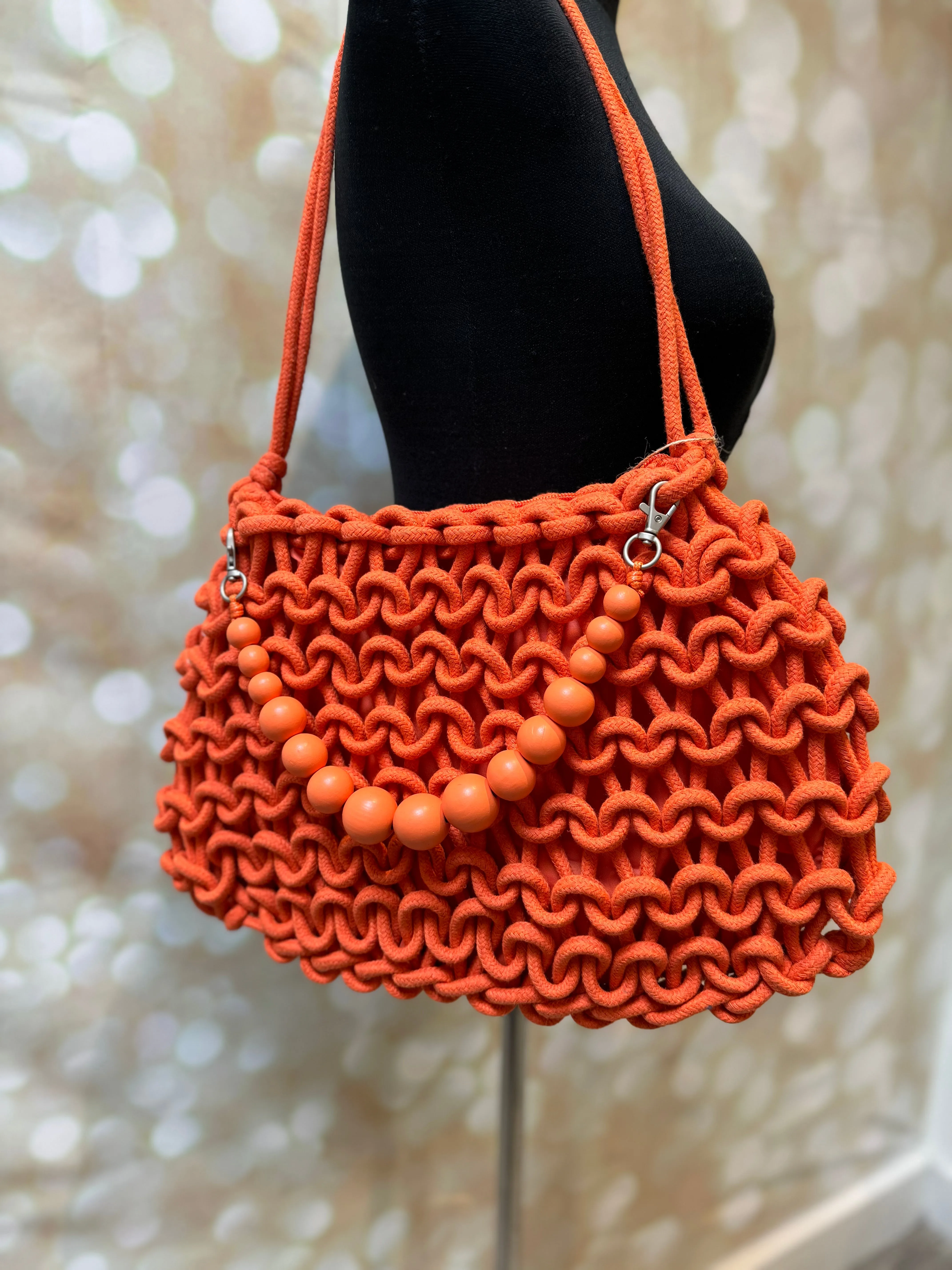 Macrame Beaded Shoulder Bag