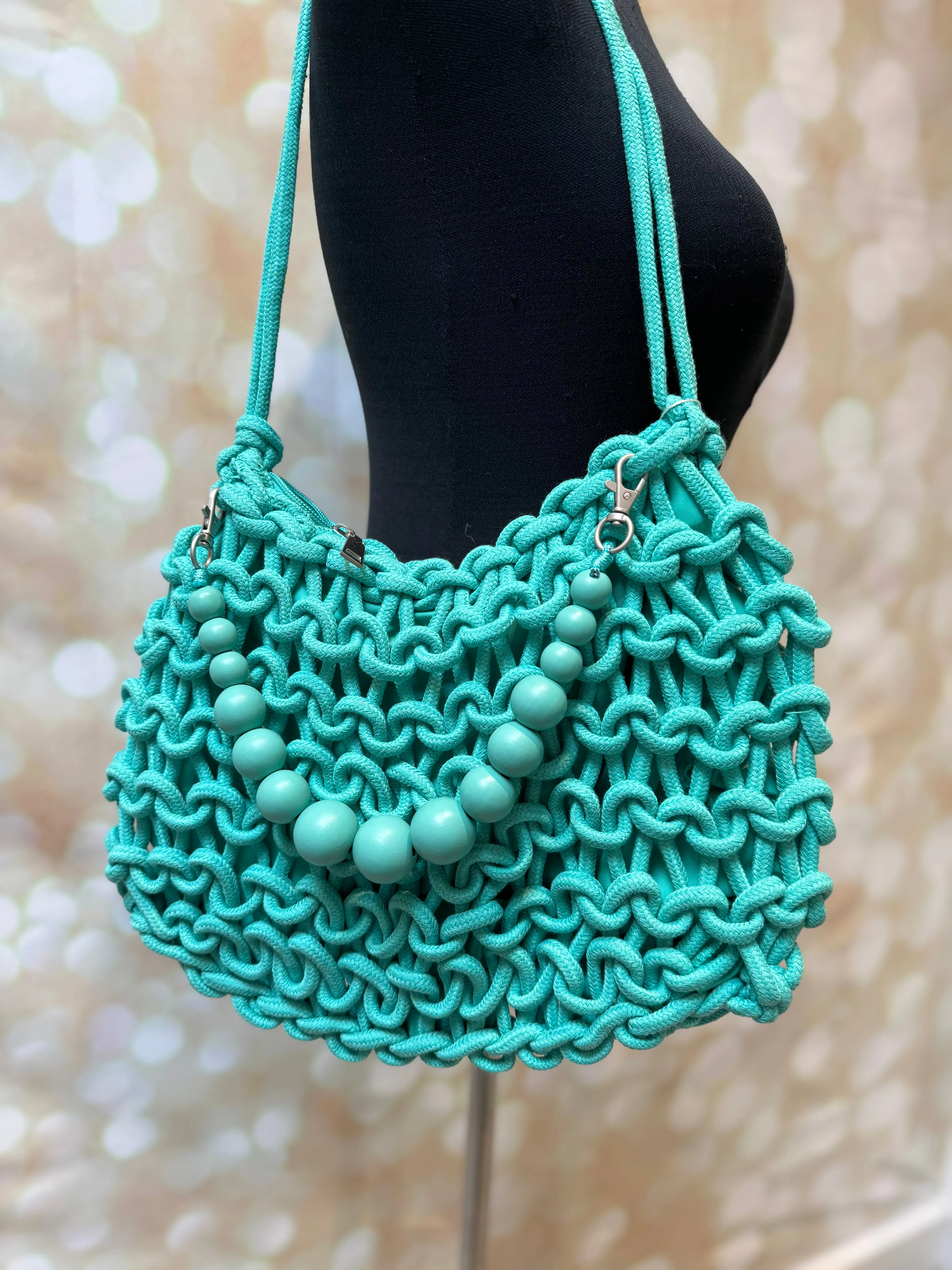 Macrame Beaded Shoulder Bag