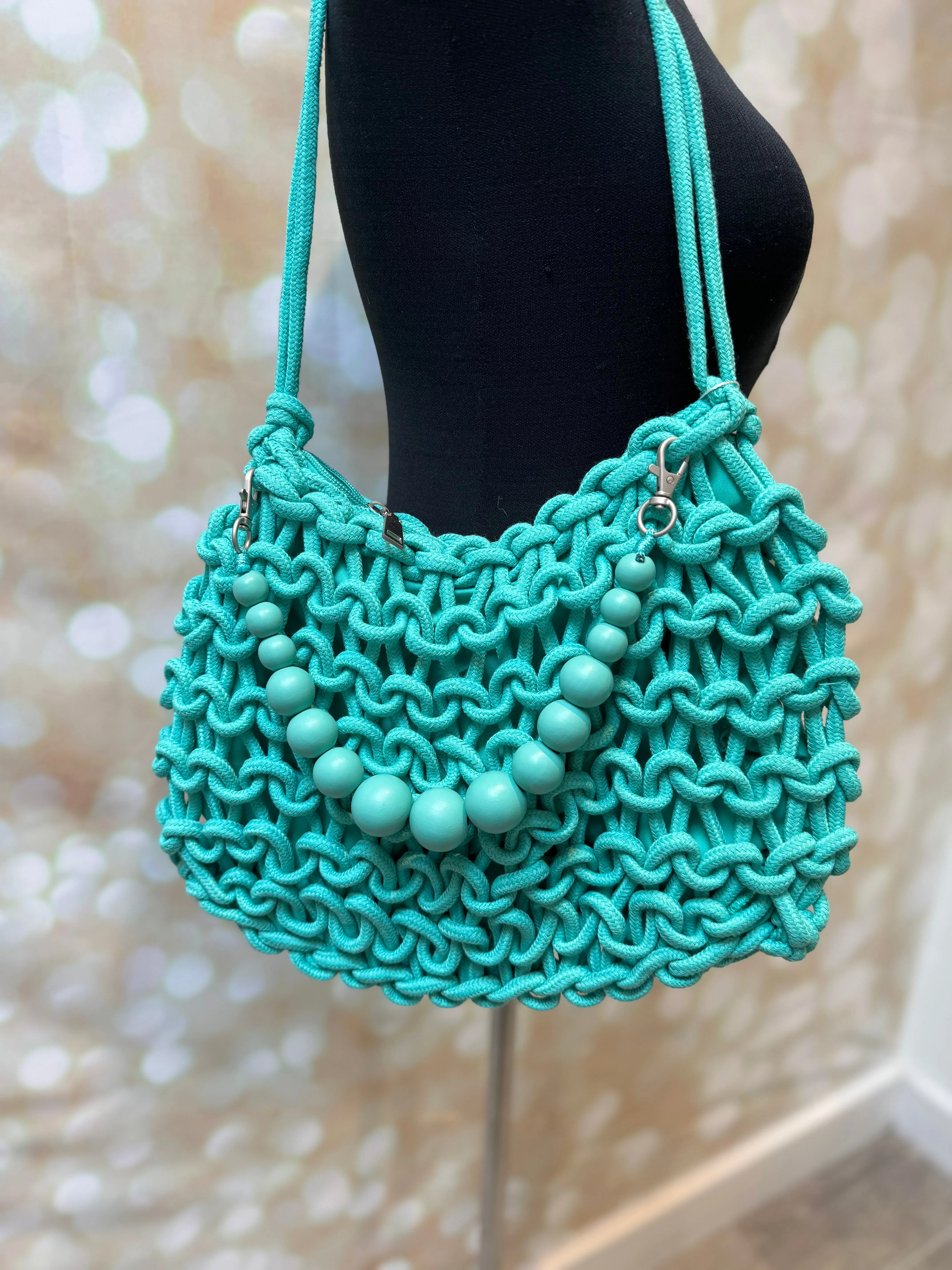 Macrame Beaded Shoulder Bag