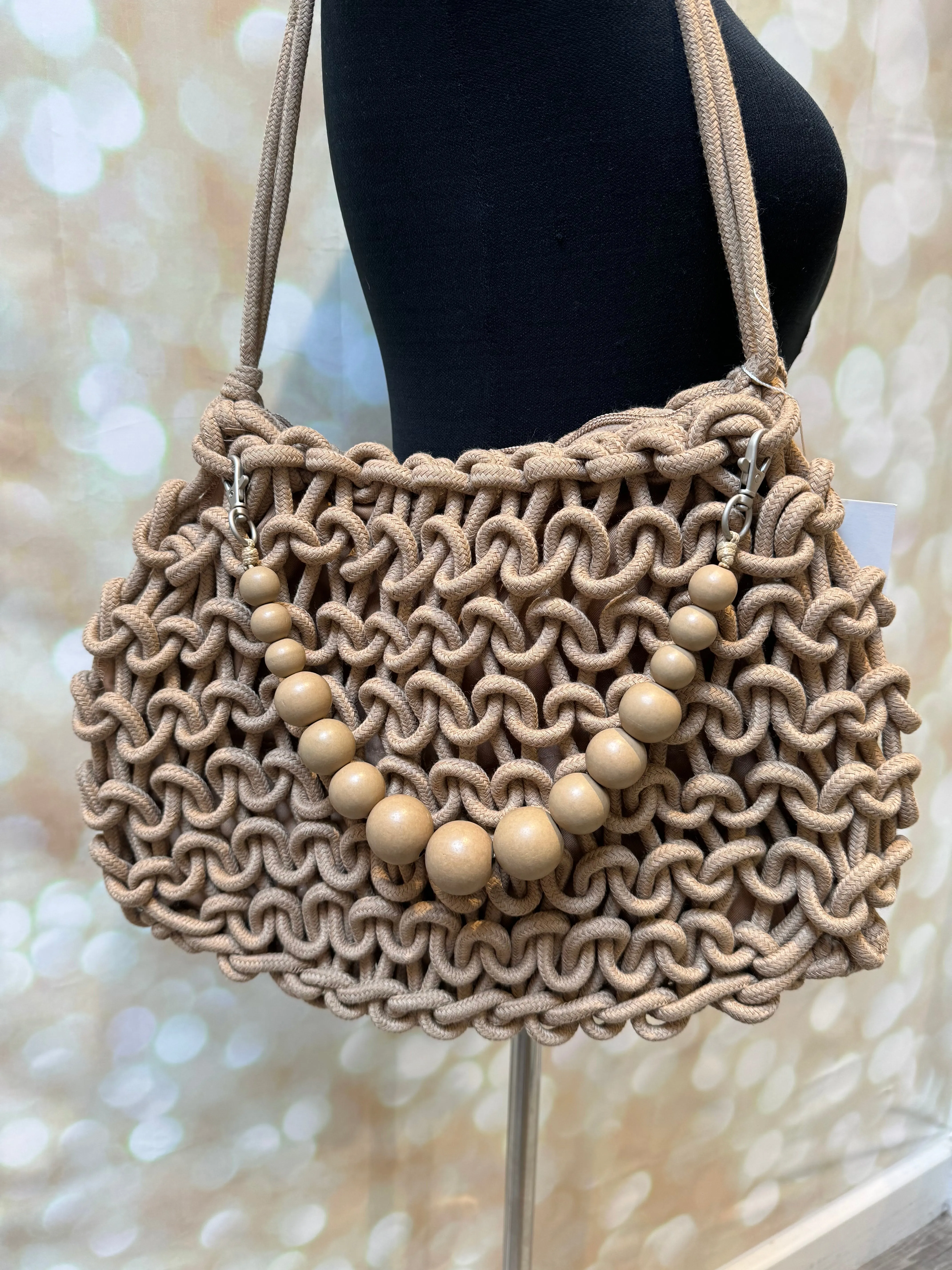 Macrame Beaded Shoulder Bag