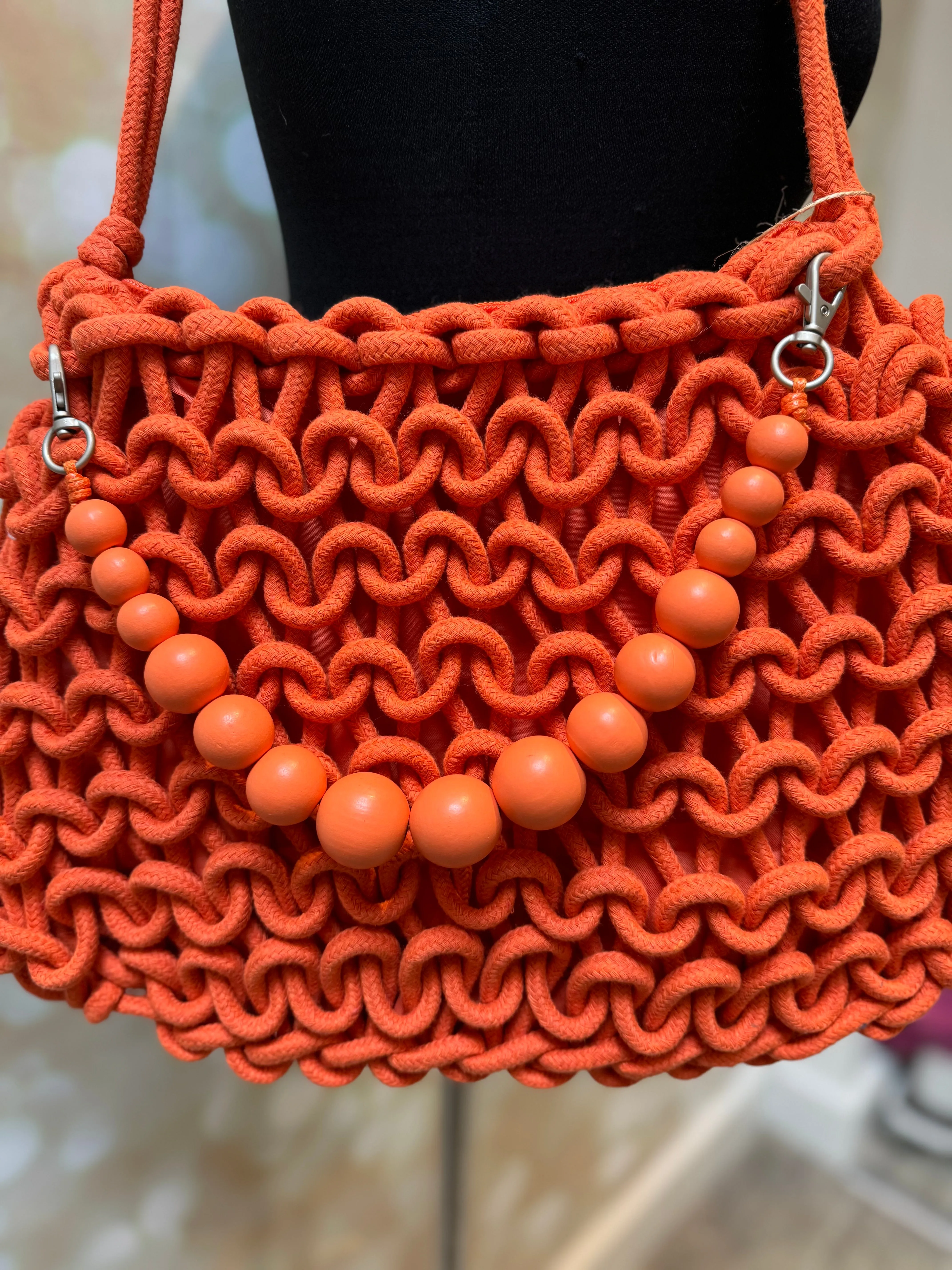 Macrame Beaded Shoulder Bag