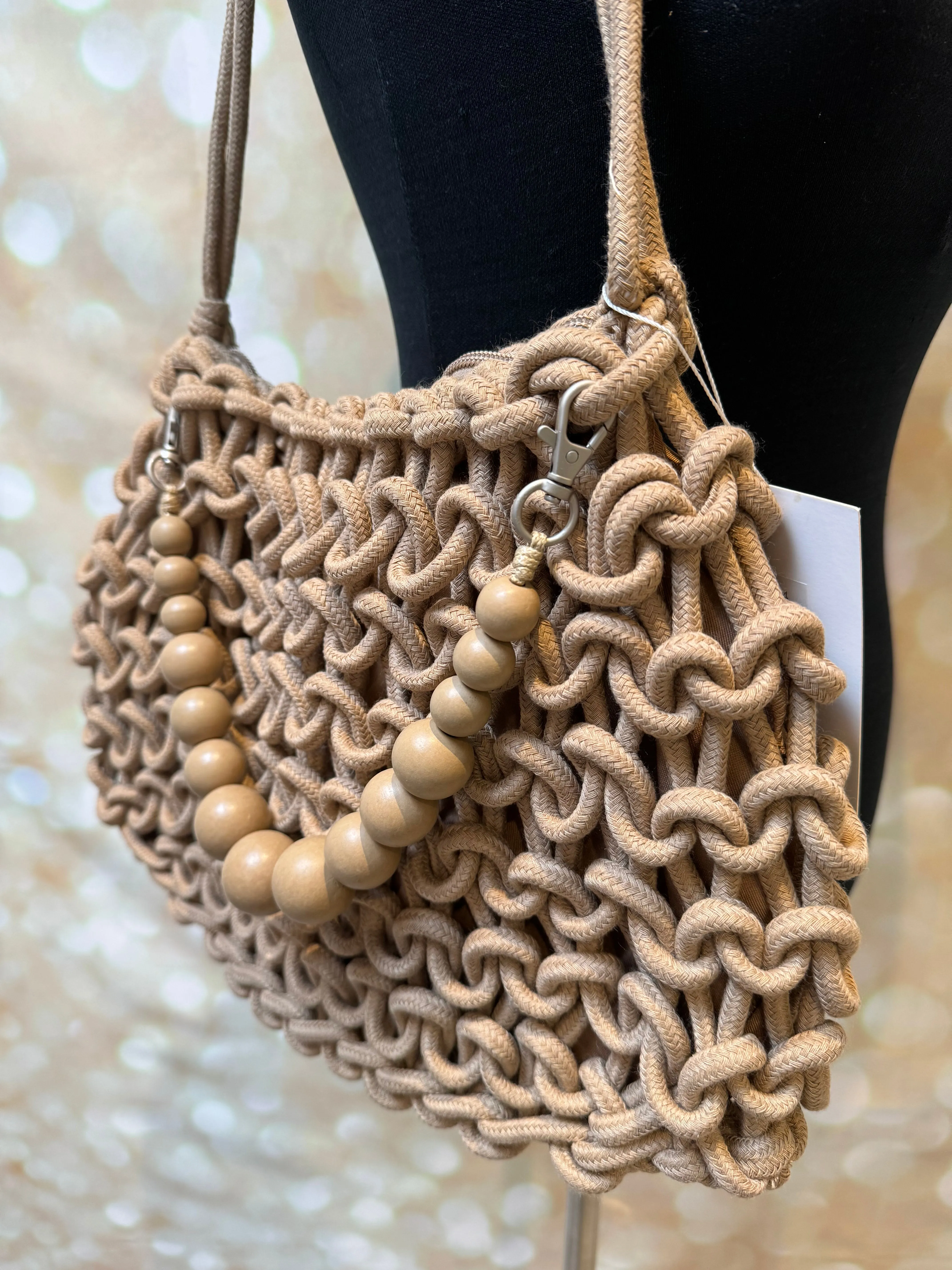 Macrame Beaded Shoulder Bag